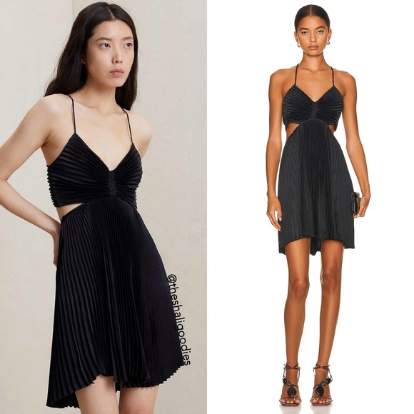 A.L.C. | Dresses | Alc Ari Pleated Mini Dress Black Open Back Satin |  Poshmark